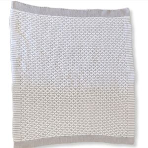 Pottery Barn Kids White and Gray Knit Blanket